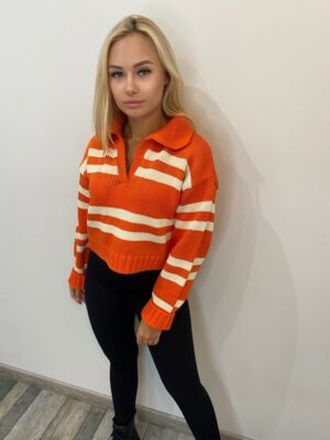 Pomarańczowy sweter w paski